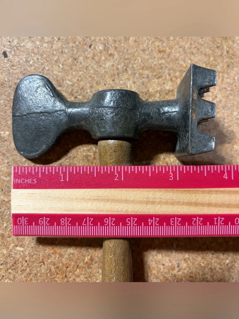 Vintage Meat Poultry Tenderizer Cast Iron Hatchet Wooden Handle Primitive